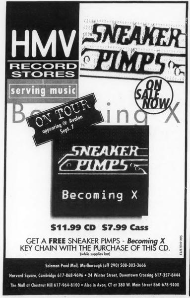 Sneaker Pimps — Sep 7–8, 1997 (Avalon, Boston) HMV Ad
