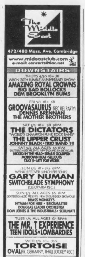 Flyer for Tortoise and Oval at The Middle East, Cambridge, May 6, 1998